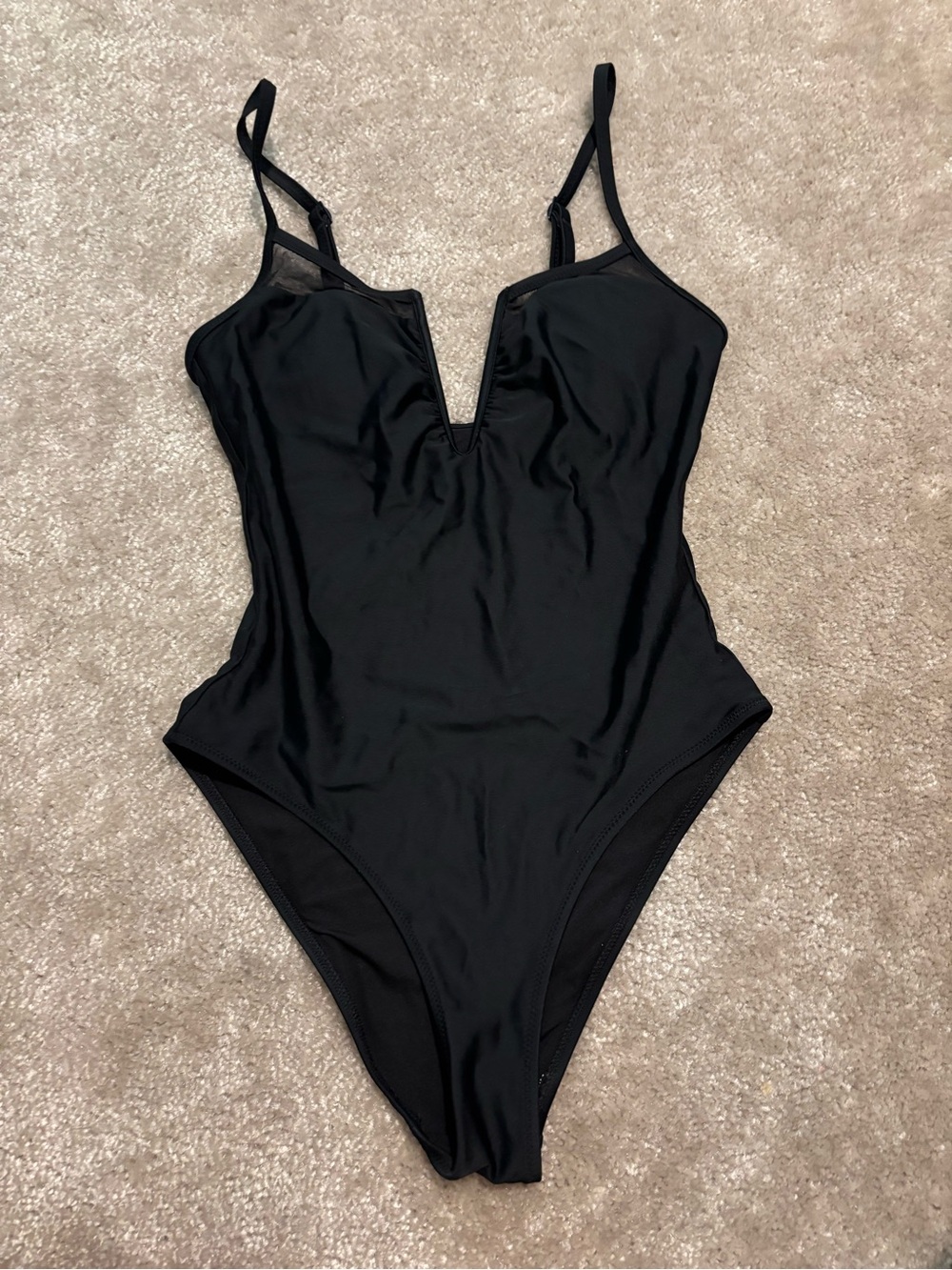 aerie Black One-Piece Swimsuit with Plunging V-Neck